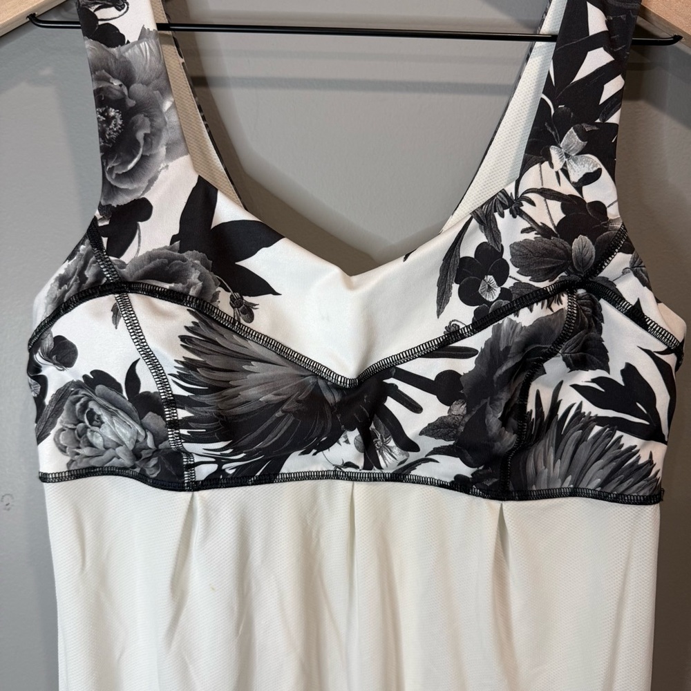 lululemon Tame Me Tank Top in the Brisk Bloom Black White pattern - Picture 2 of 6
